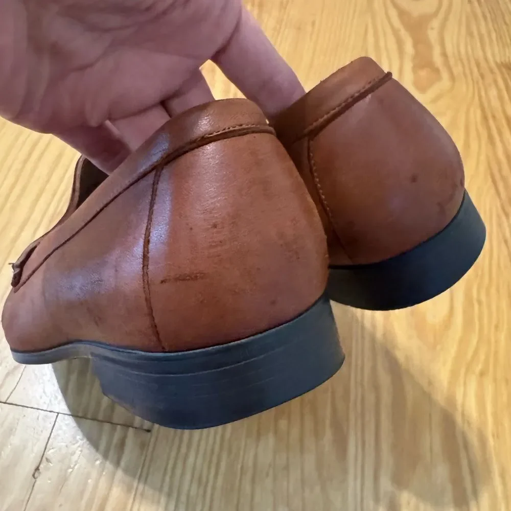 Johnston & Murphy Cresswellven Loafers Shoes 20-8470 Cognac Sz 9.5 M SheepSkin